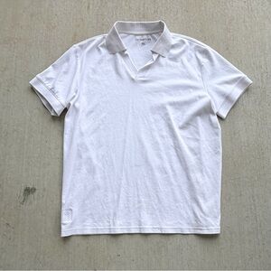 Co Thirty Six CO36 Polo Shirt Mens XL White Cotton Stretch Preppy V Neck EUC